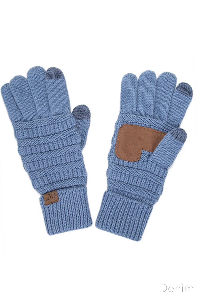C.C Knitted Touch Screen Compatible Gloves: Denim