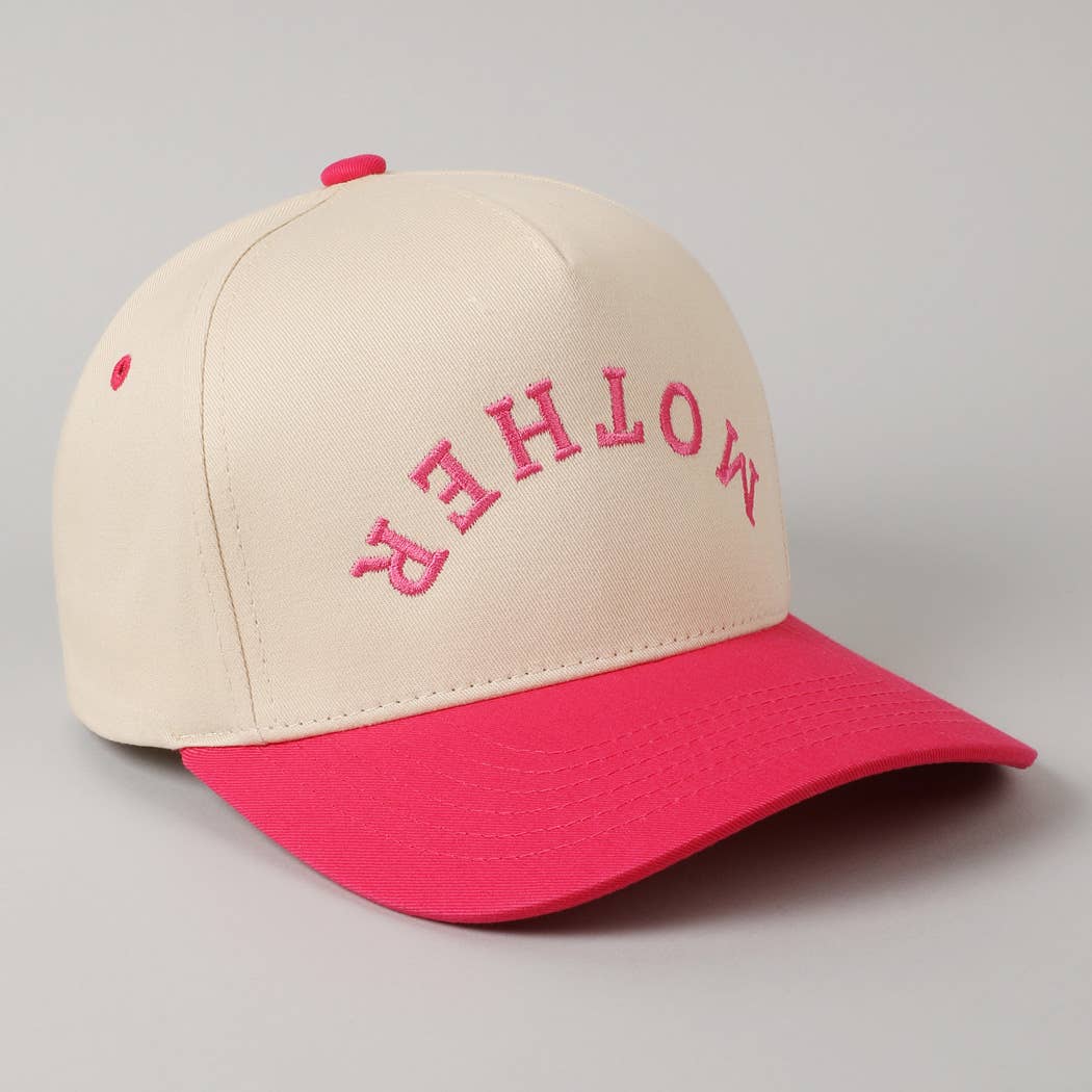 MOTHER Upside Down Lettering Embroidery Cap: LT PINK / ONE SIZE