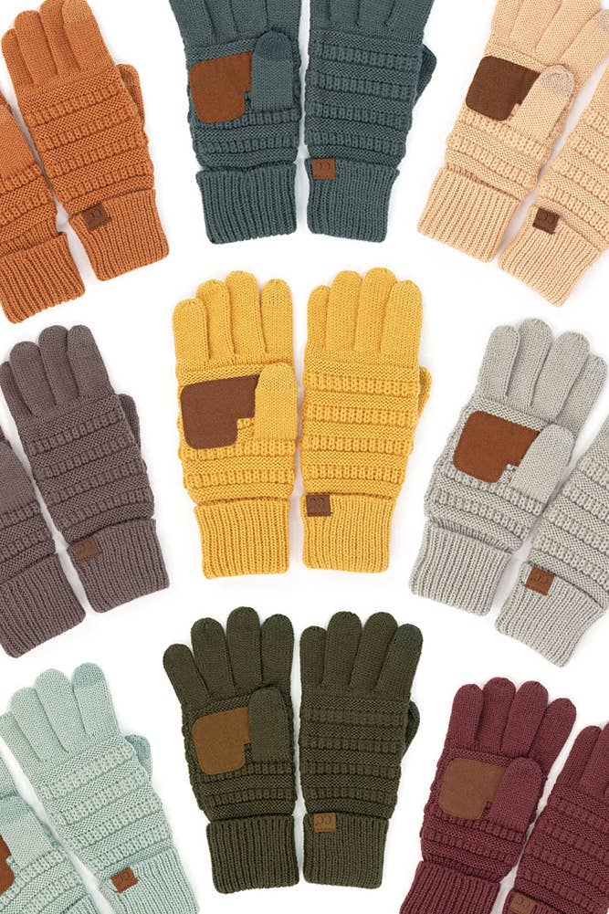 C.C Knitted Touch Screen Compatible Gloves: Denim