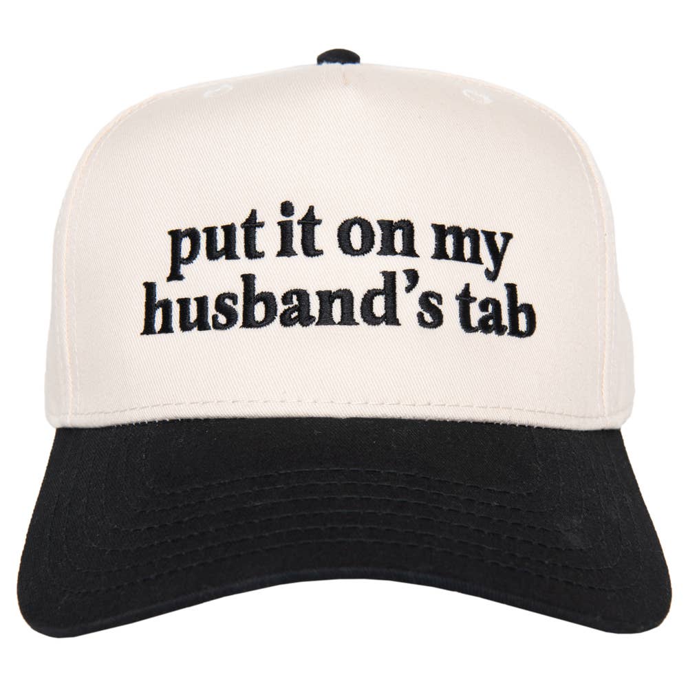 Put It On My Husband's Tab Mother's Day Two-Toned Vintage Hat: Black and Tan