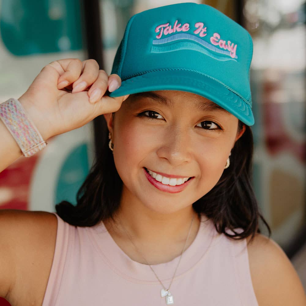 Take It Easy Foam Trucker Hat: Deep Teal
