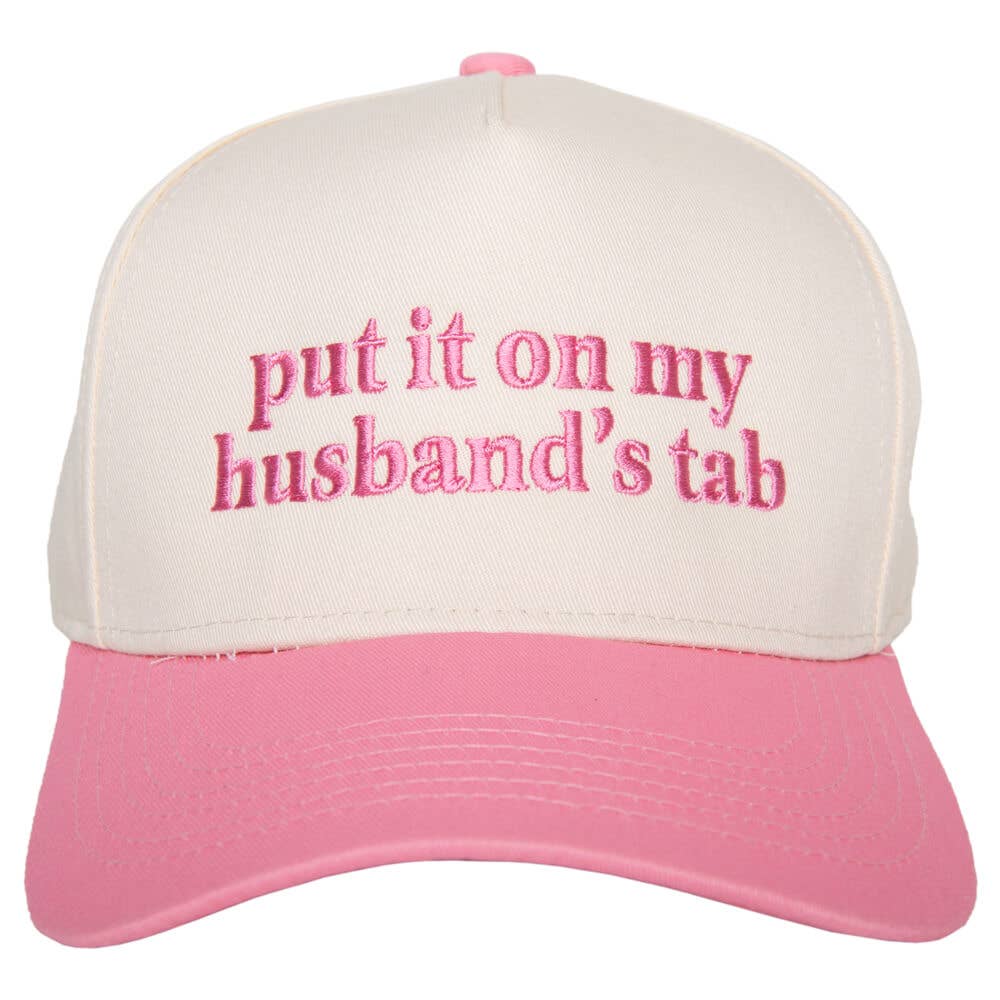 Put It On My Husband's Tab Mother's Day Two-Toned Vintage Hat: Black and Tan