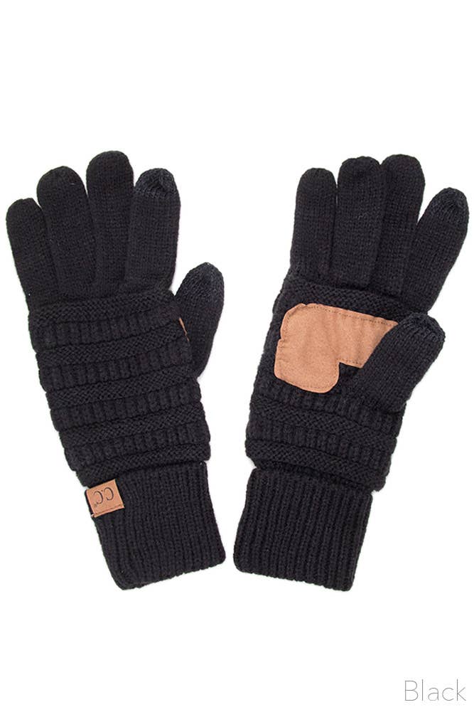 C.C Knitted Touch Screen Compatible Gloves: Denim