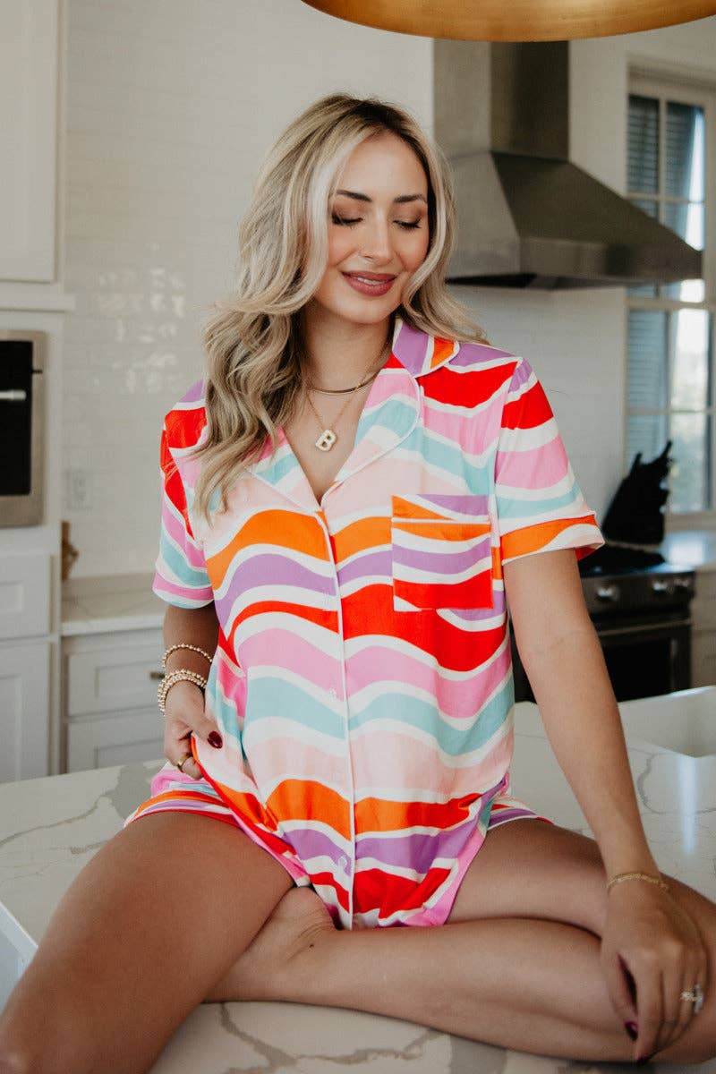 Multicolored Abstract Wave Pajama Women's: Multicolored / M
