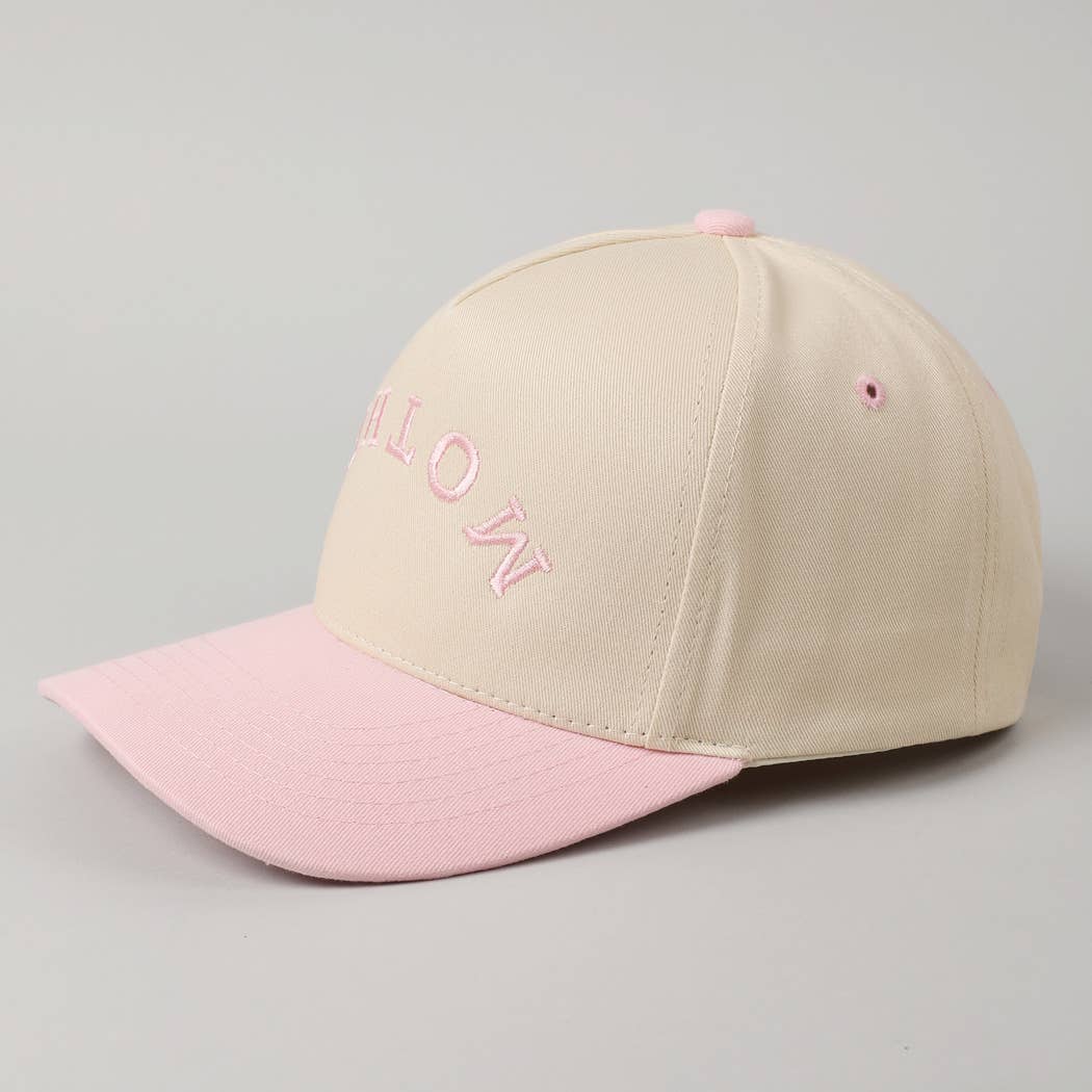 MOTHER Upside Down Lettering Embroidery Cap: LT PINK / ONE SIZE