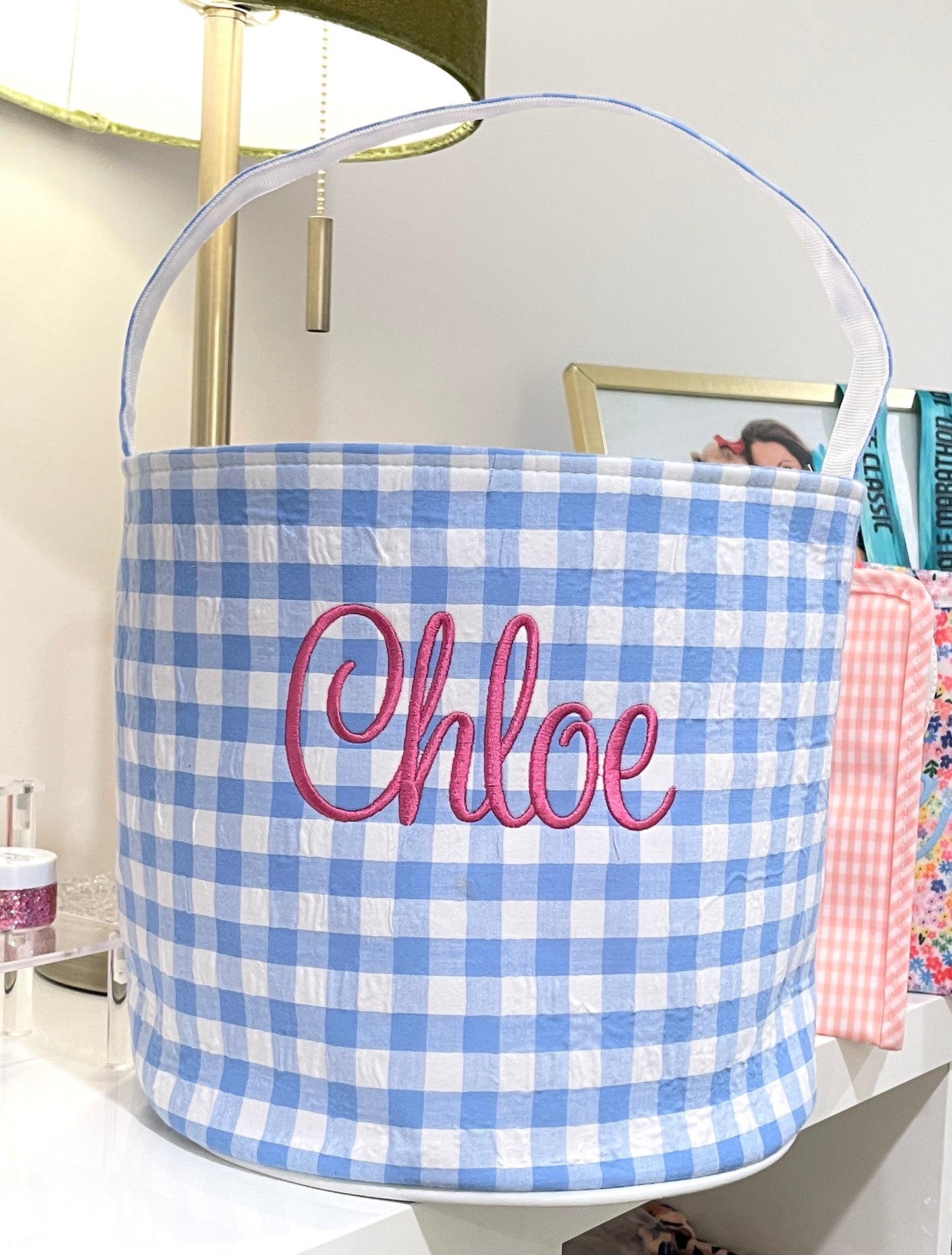 Seersucker / Gingham Easter Bucket