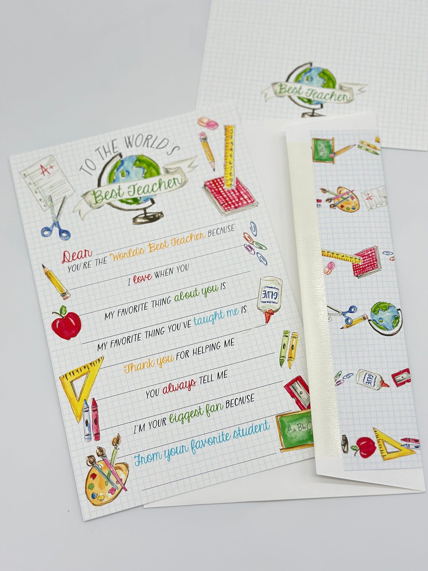 To the World's Best Teacher - Hand painted Note Card