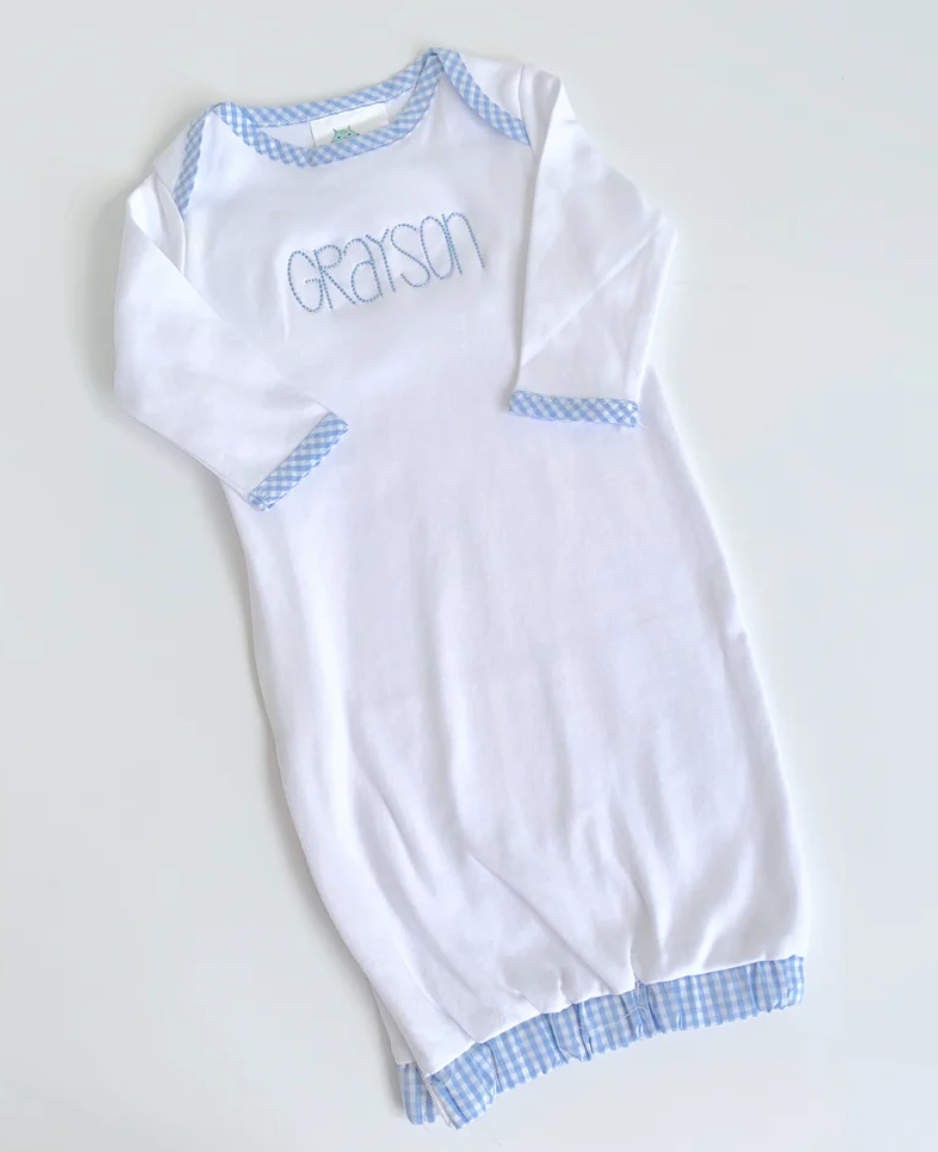 Gingham Trim Baby Gown
