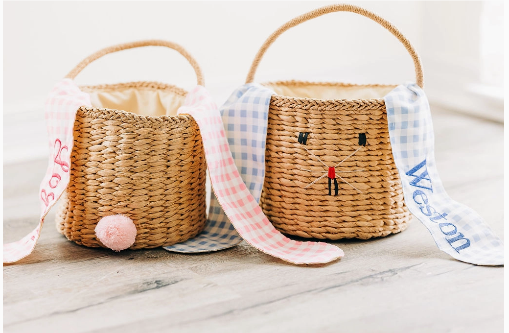 Gingham Bunny Ears Easter Basket