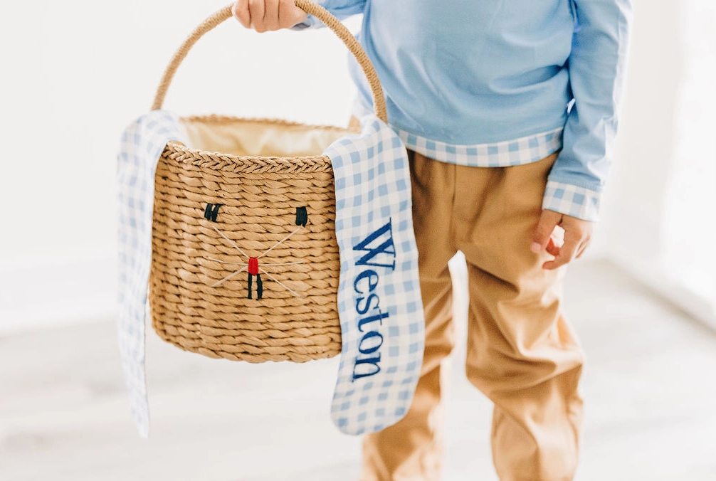 Gingham Bunny Ears Easter Basket