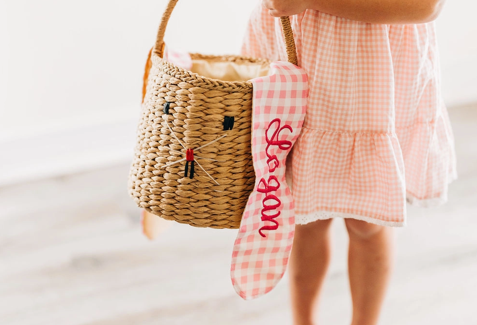Gingham Bunny Ears Easter Basket