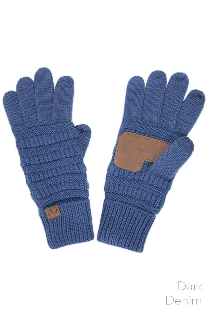 C.C Knitted Touch Screen Compatible Gloves: Denim