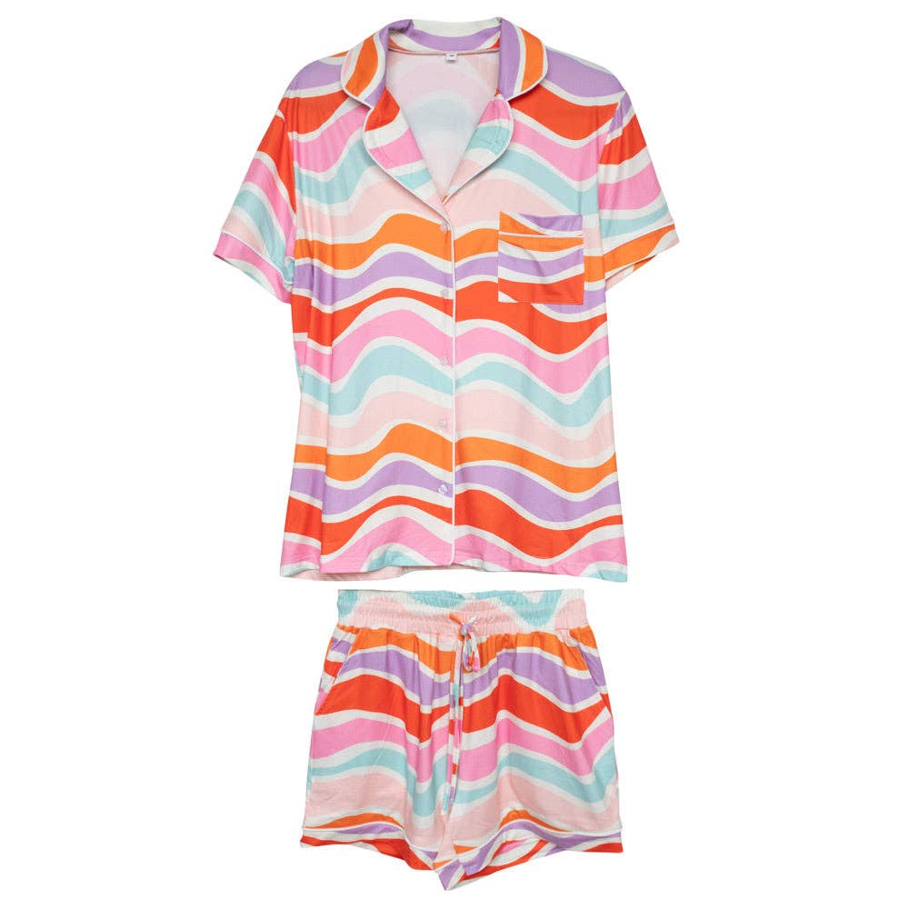 Multicolored Abstract Wave Pajama Women's: Multicolored / M