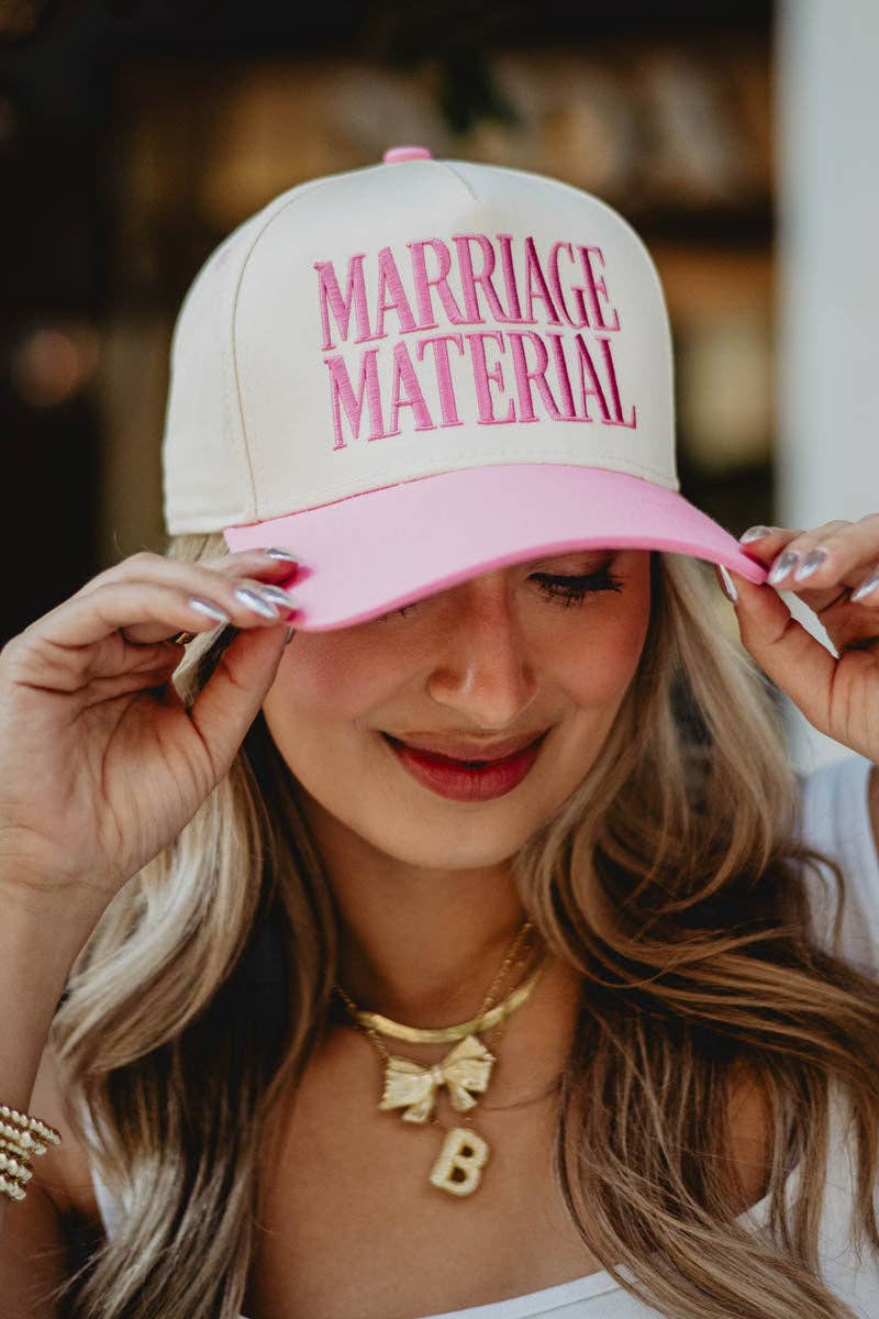 Marriage Material Two-Toned Trucker Hats For Women: Aqua and Tan