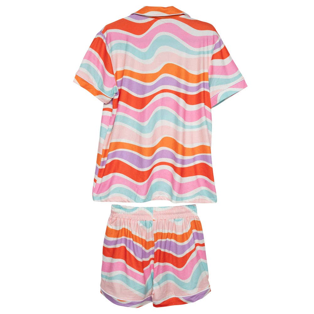 Multicolored Abstract Wave Pajama Women's: Multicolored / M