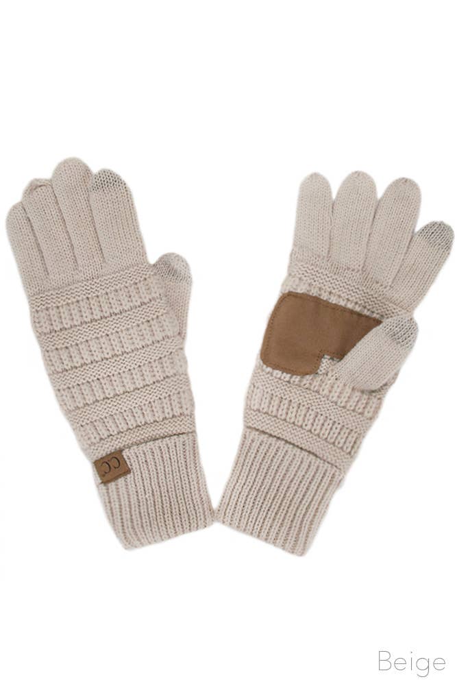 C.C Knitted Touch Screen Compatible Gloves: Denim