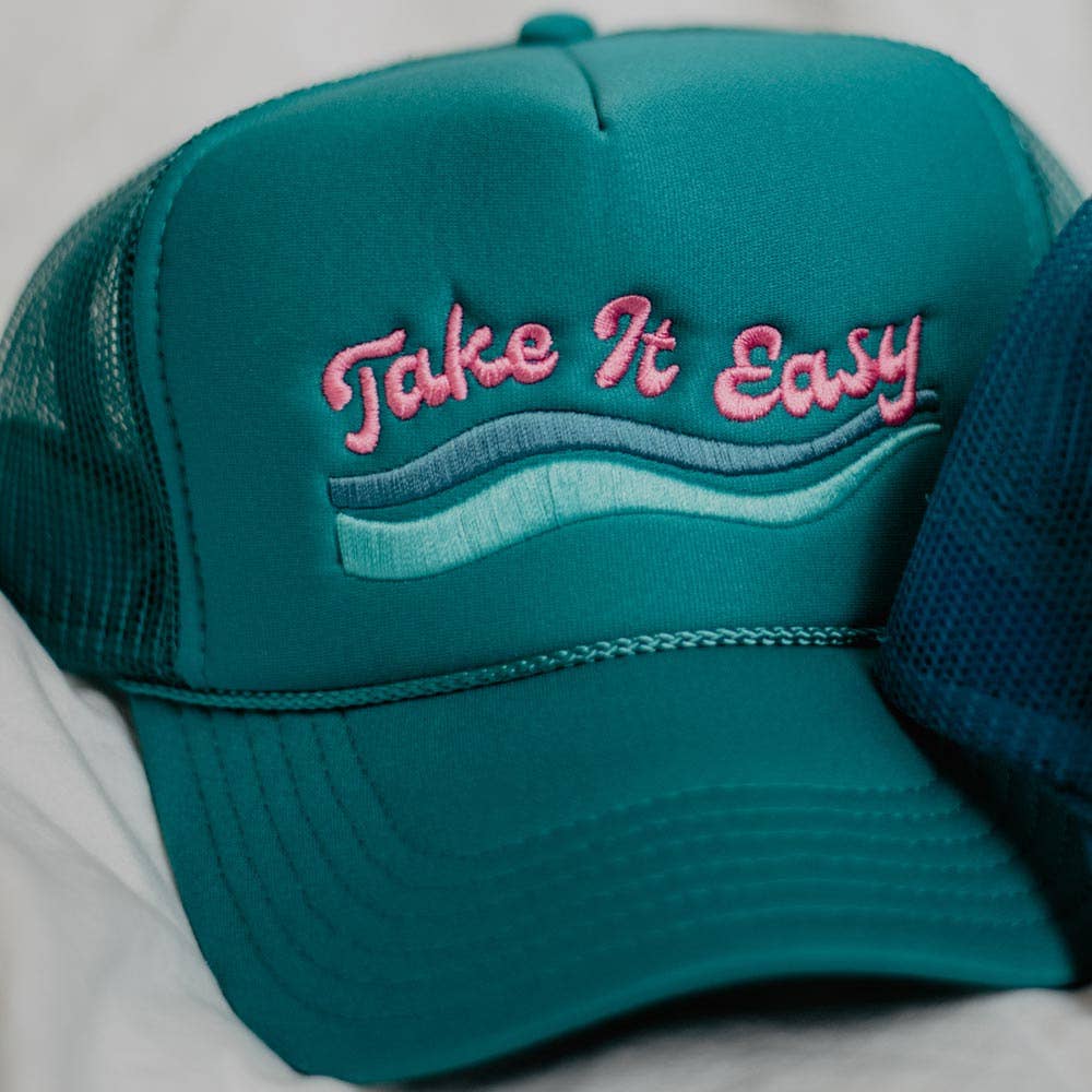 Take It Easy Foam Trucker Hat: Deep Teal
