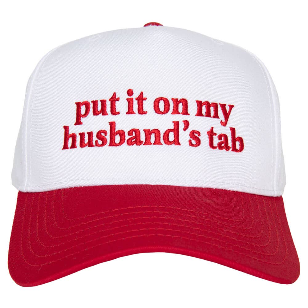 Put It On My Husband's Tab Mother's Day Two-Toned Vintage Hat: Black and Tan