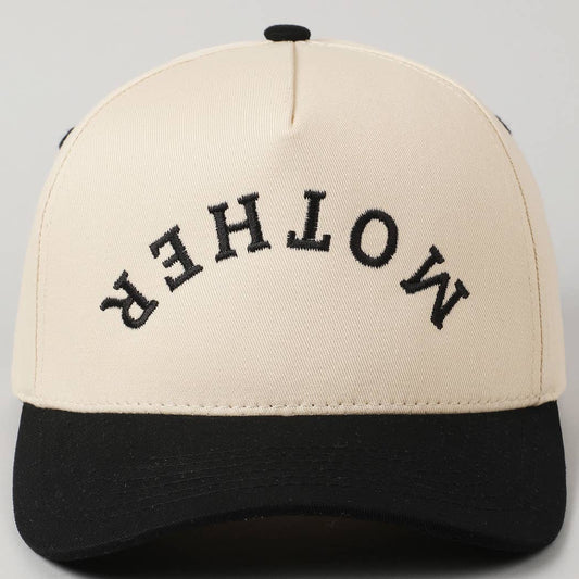 MOTHER Upside Down Lettering Embroidery Cap: Black / ONE SIZE