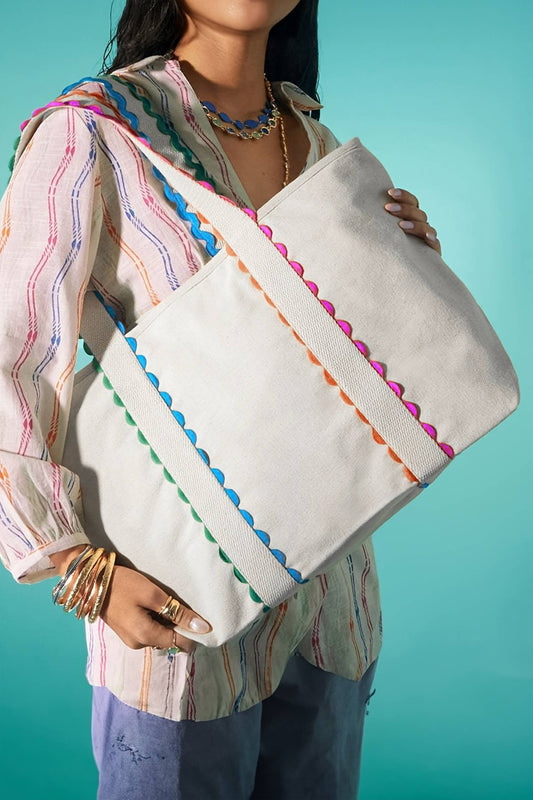 Colorful Ric Rac Canvas Tote Bag