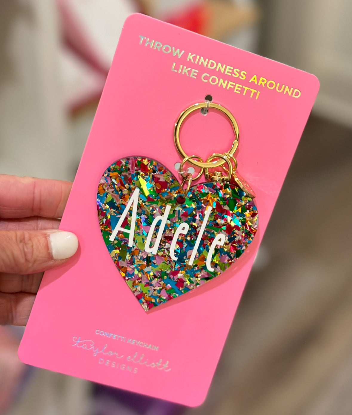 Large Confetti Heart Keychain