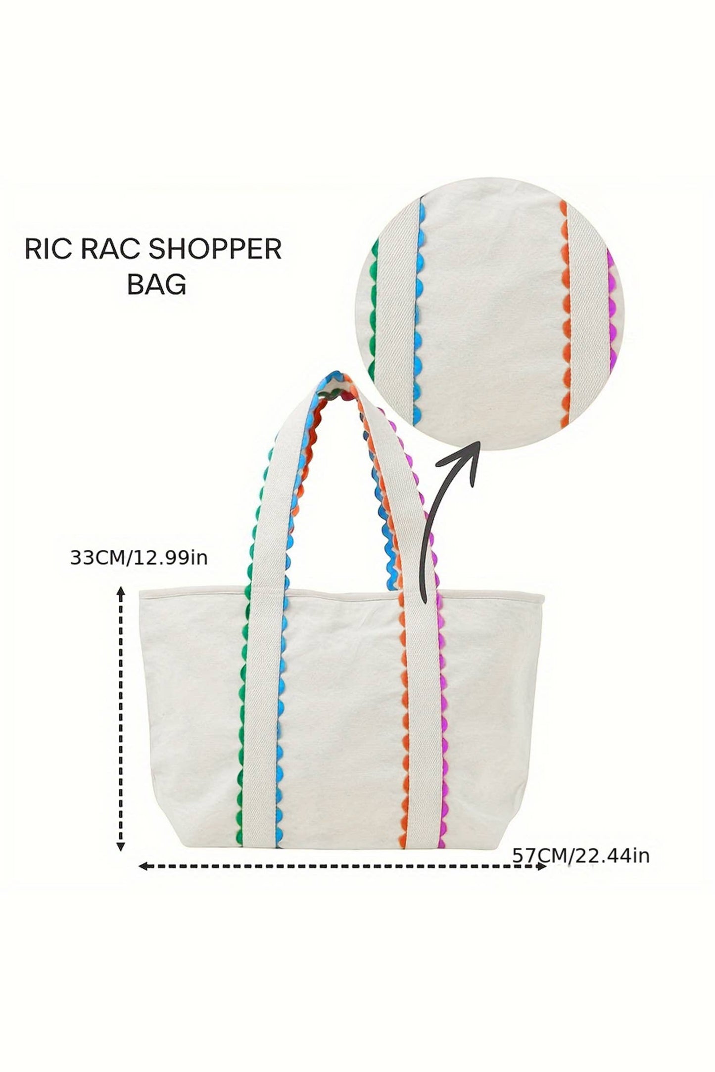 Colorful Ric Rac Canvas Tote Bag