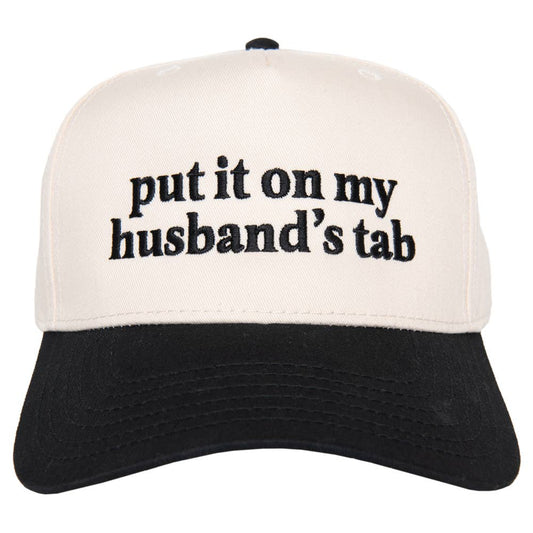 Put It On My Husband's Tab Mother's Day Two-Toned Vintage Hat: Black and Tan