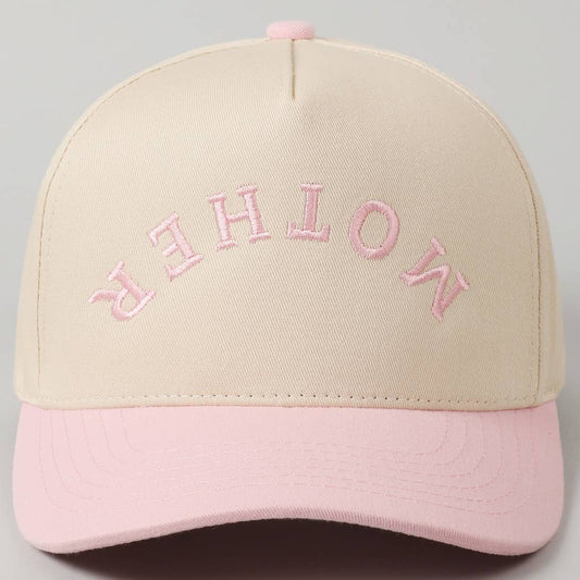 MOTHER Upside Down Lettering Embroidery Cap: LT PINK / ONE SIZE