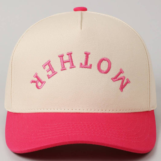 MOTHER Upside Down Lettering Embroidery Cap: HOT PINK / ONE SIZE