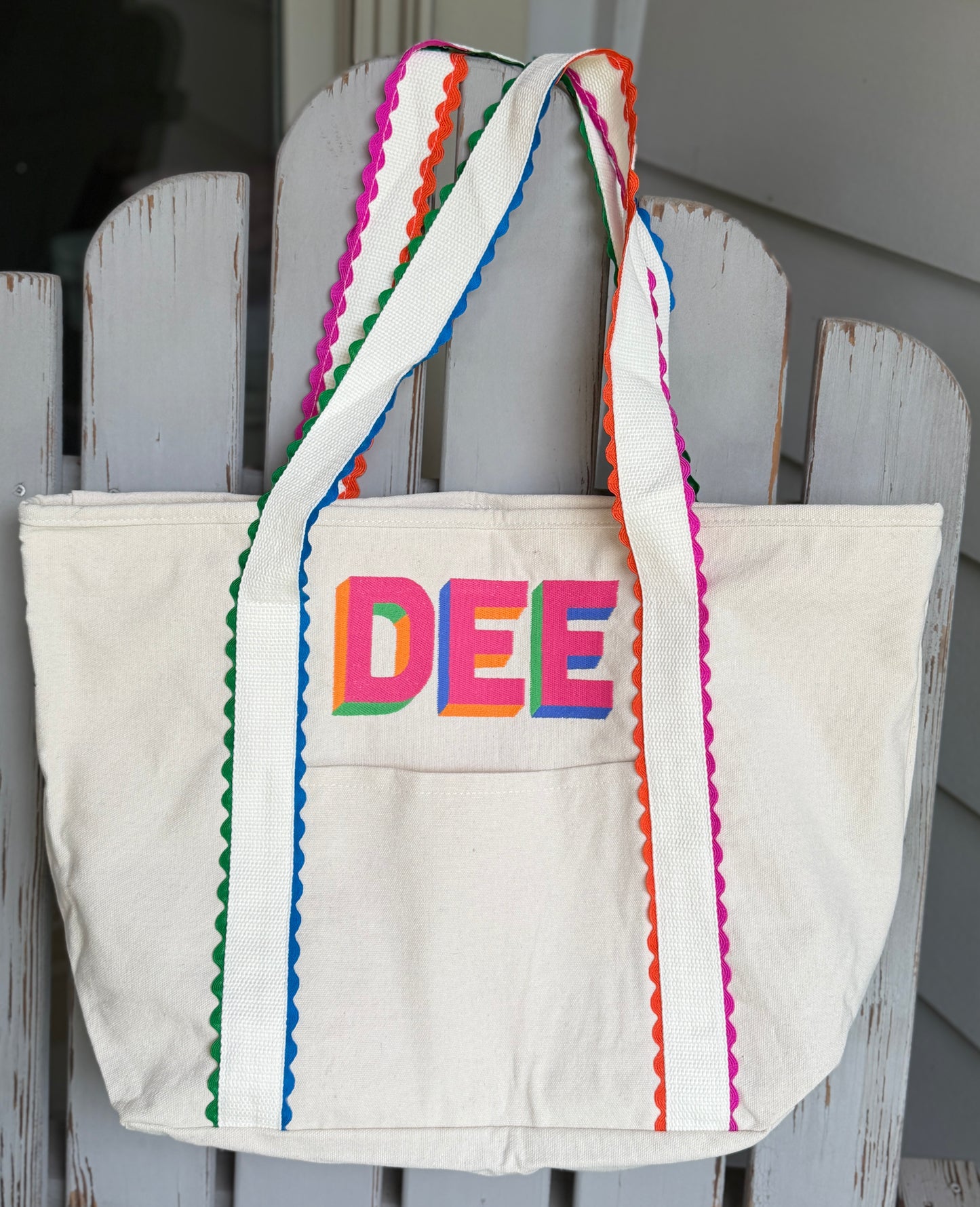 Colorful Ric Rac Canvas Tote Bag