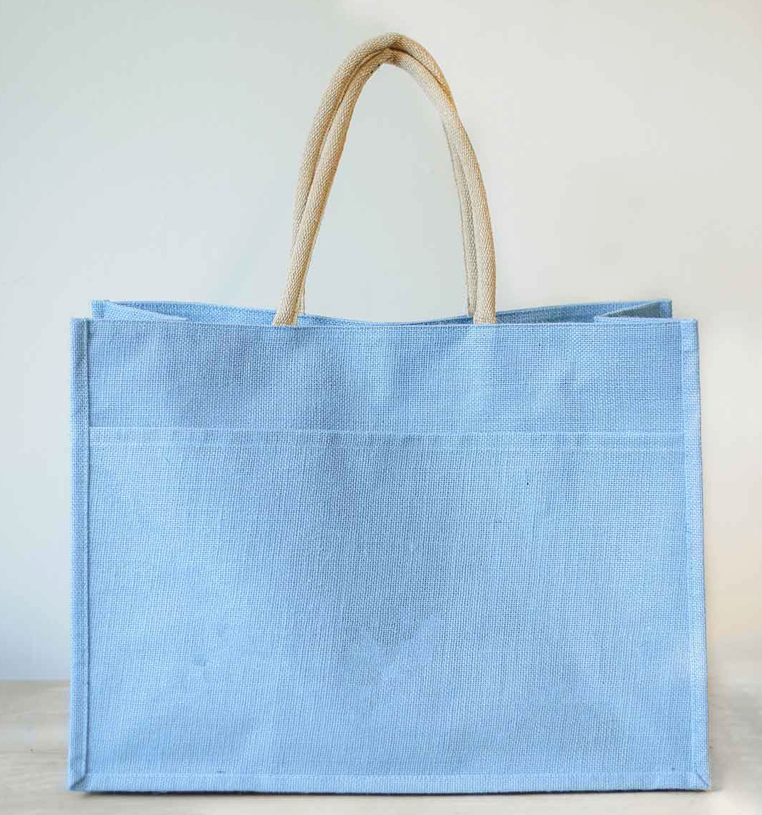 Jute Pocket Tote - Palace Blue