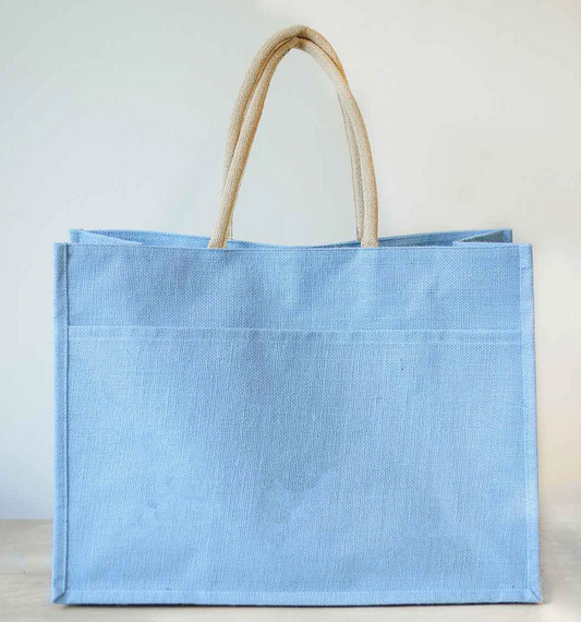 Jute Pocket Tote - Palace Blue