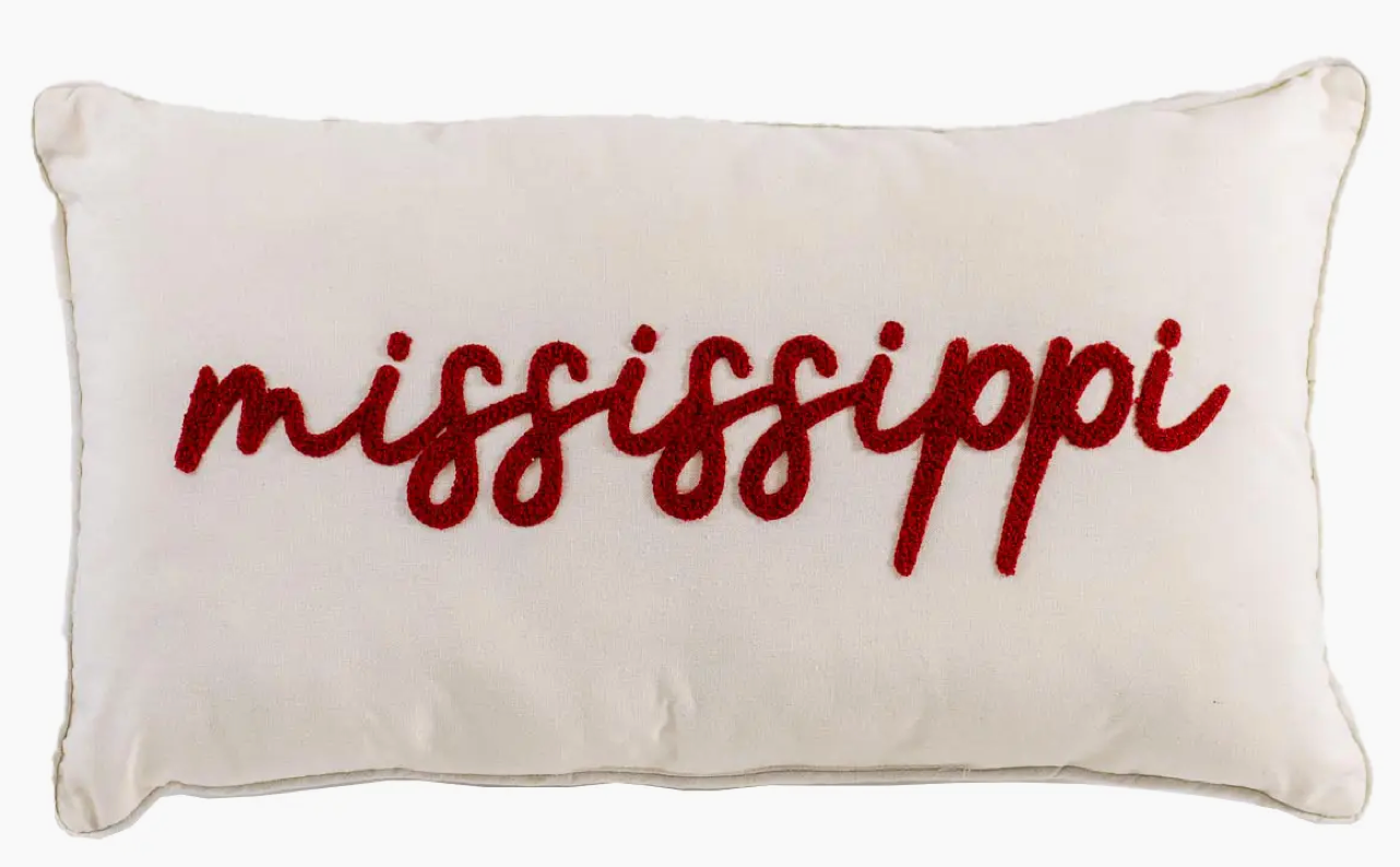 Mississippi Embroidered Pillow