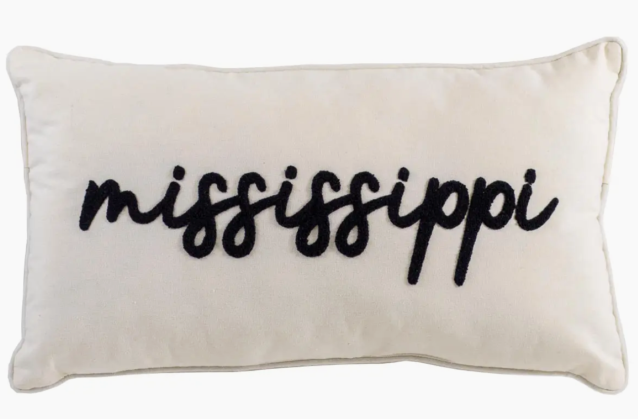 Mississippi Embroidered Pillow