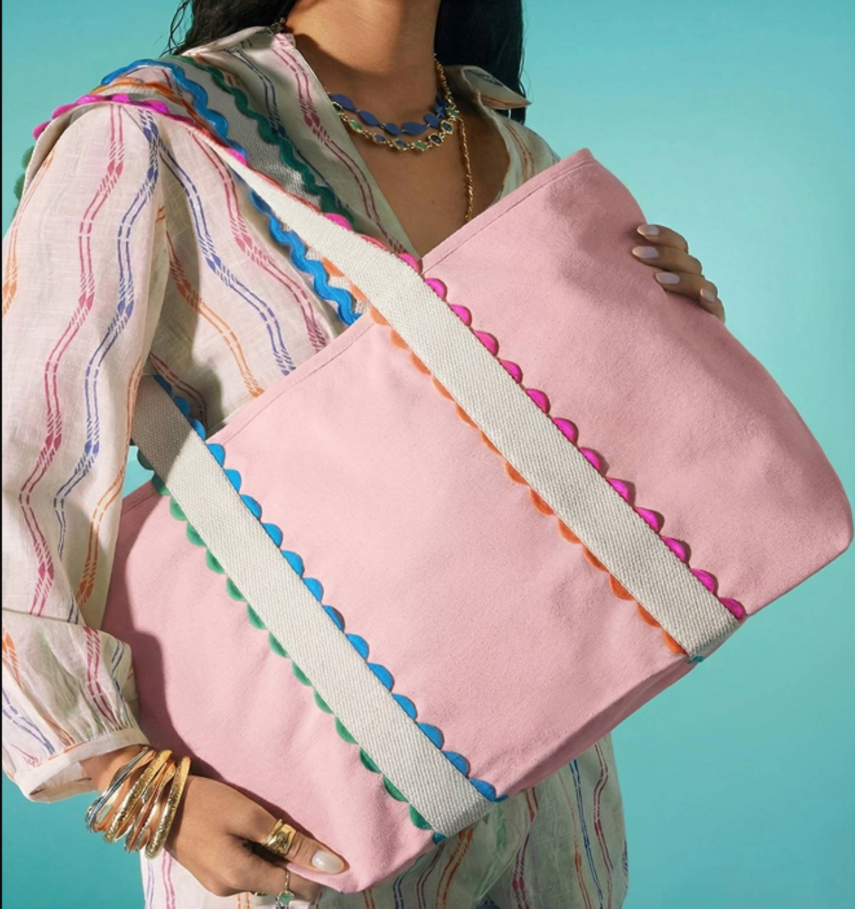 Colorful Ric Rac Canvas Tote Bag