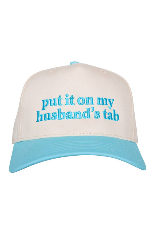 Put It On My Husband's Tab Mother's Day Two-Toned Vintage Hat: Aqua and Tan