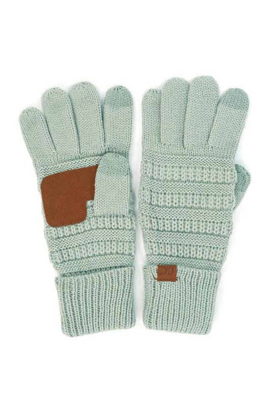 C.C Knitted Touch Screen Compatible Gloves: Pale Mint