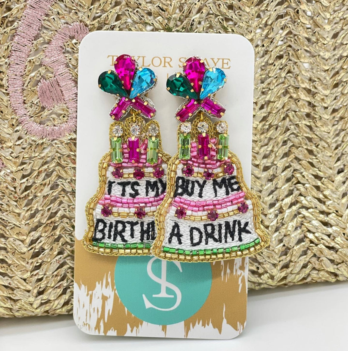 Beaded Birthday Cake Earrings