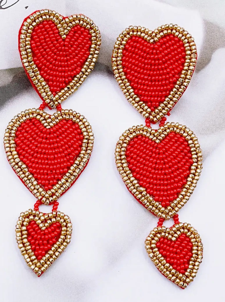 Triple Heart Earrings