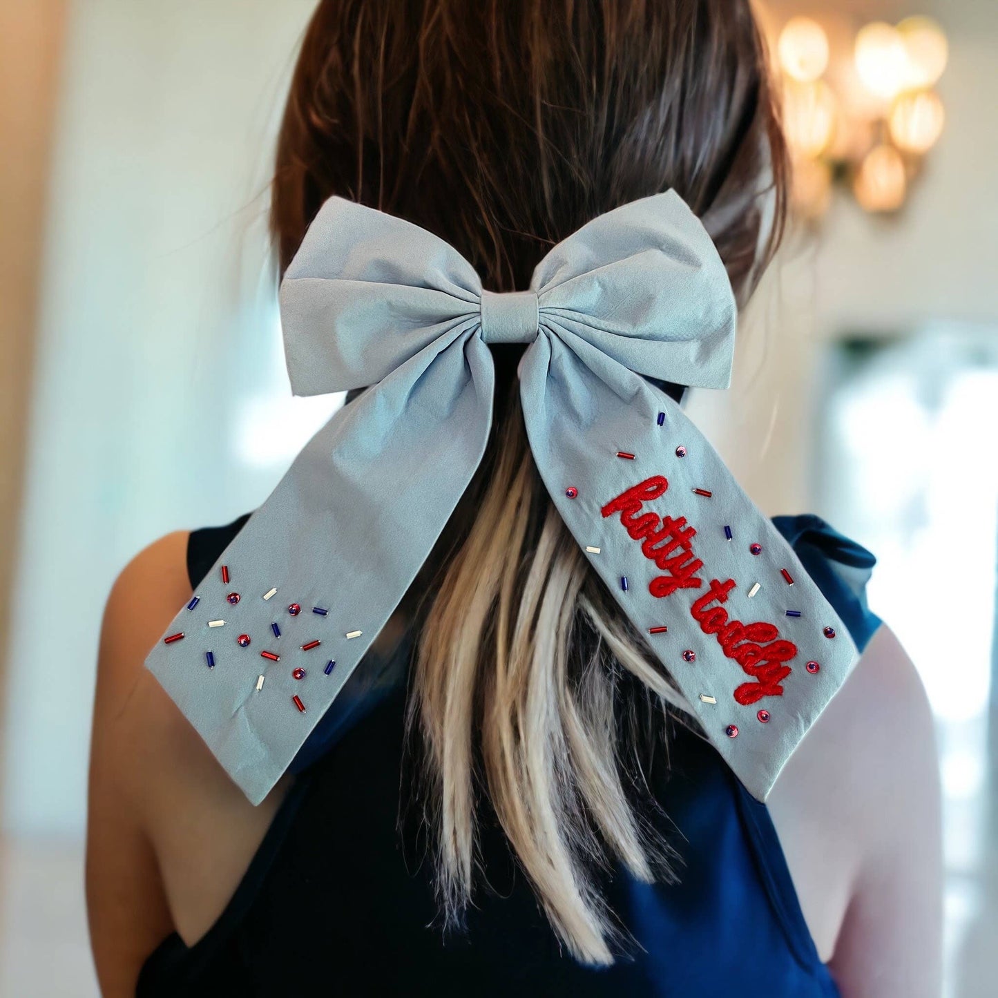 Hotty Toddy Linen Long-Tail Bow