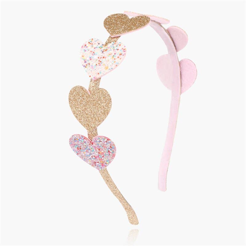 Pink and Gold Heart Headband