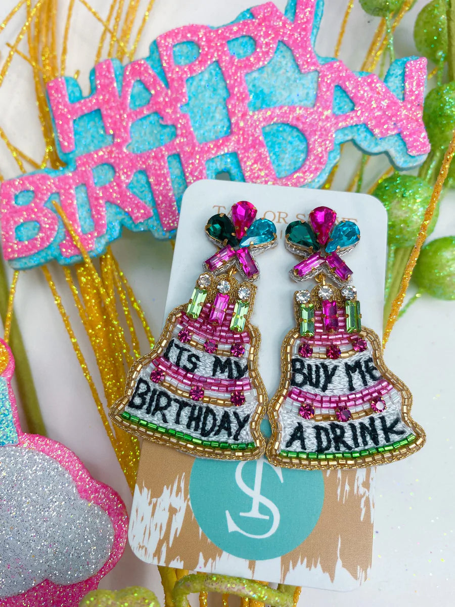 Beaded Birthday Cake Earrings